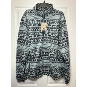 Size XL Chubbies The Bear Hug Fleece Mens 1/4 Zip Pullover Fleece Gray Black NEW